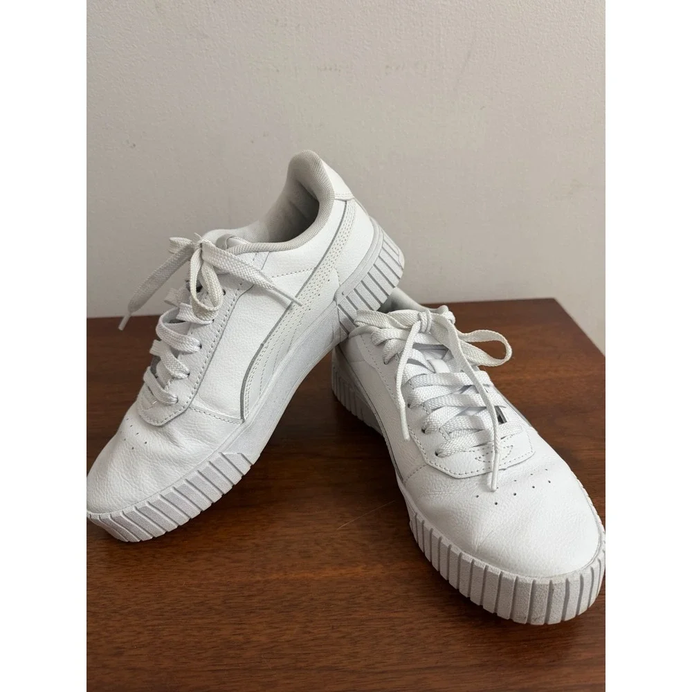 PUMA Women's Carina 2.0 White Leather Casual Sneakers Shoes Size 7.5